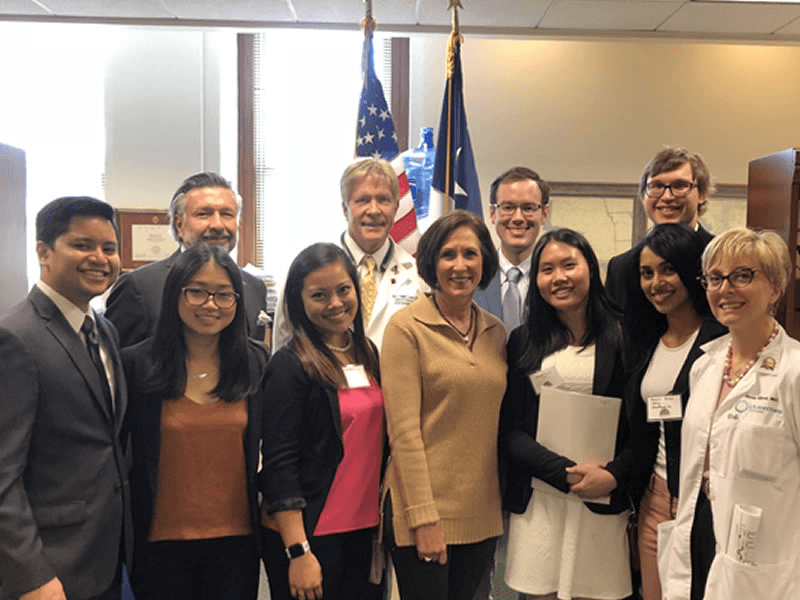 TSAPAC physicians and residents meeting a legislator at the Texas Capitol